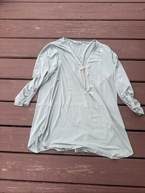 Zenana Outfitters Light Sage Zip-Front Tunic